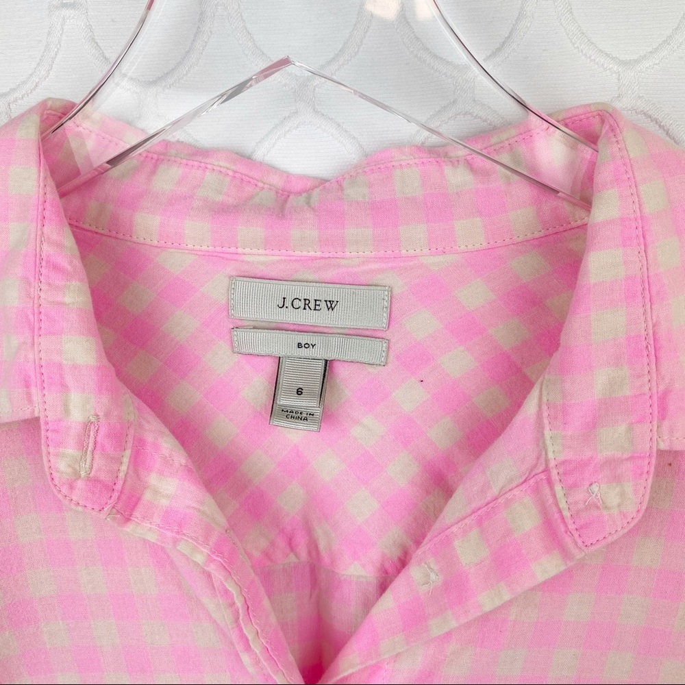 J Crew Pink Gingham Boy Shirt Button Down Size 6 - Picture 3 of 4